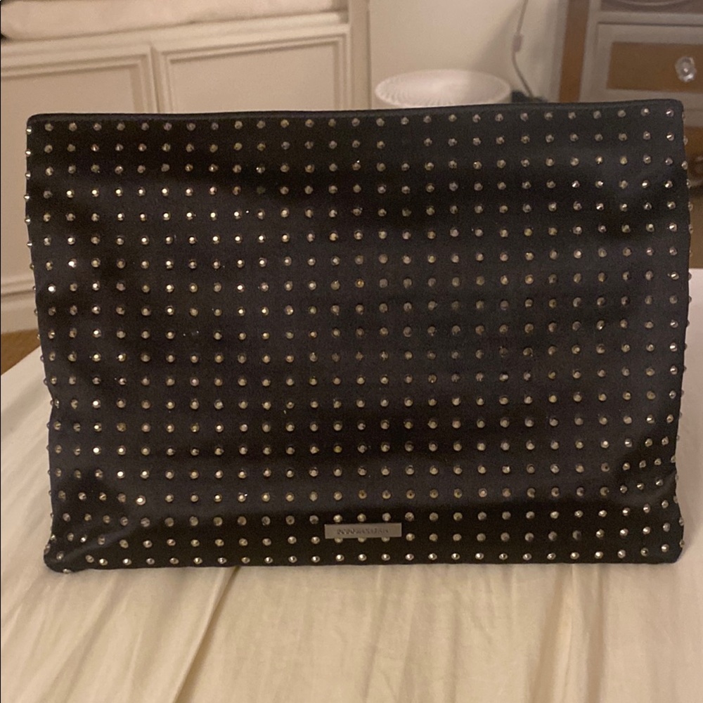 BCBG Black Satin Studded Clutch